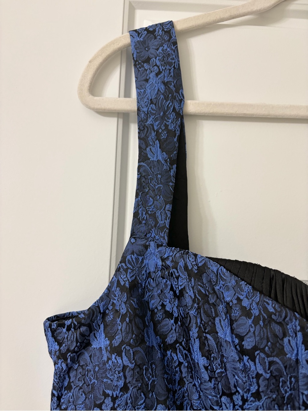 Lulus Sophisticated Celebration Dark Blue Jacquard Floral Mini Dress X-Large NWT - Picture 6 of 8